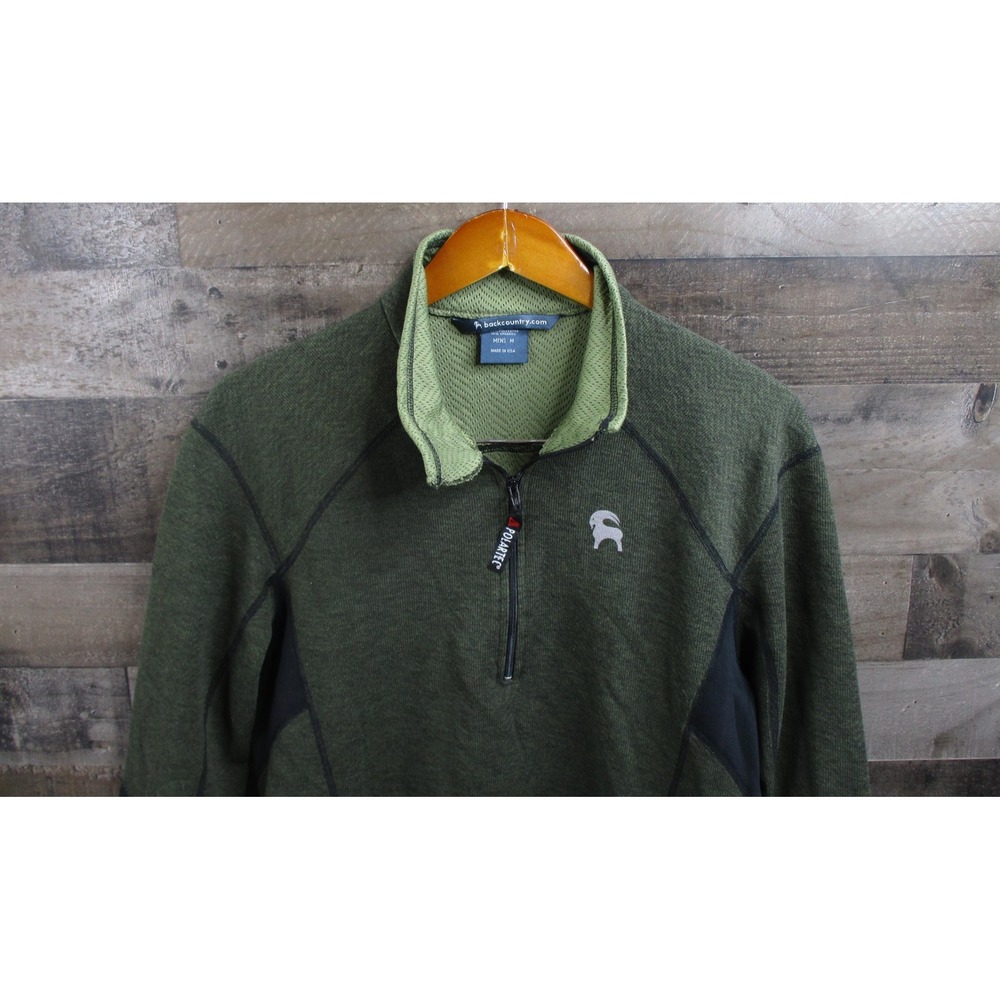 Backcountry Pullover Sweater Mens Medium Green Polartec Fleece Half Zip Outdoor